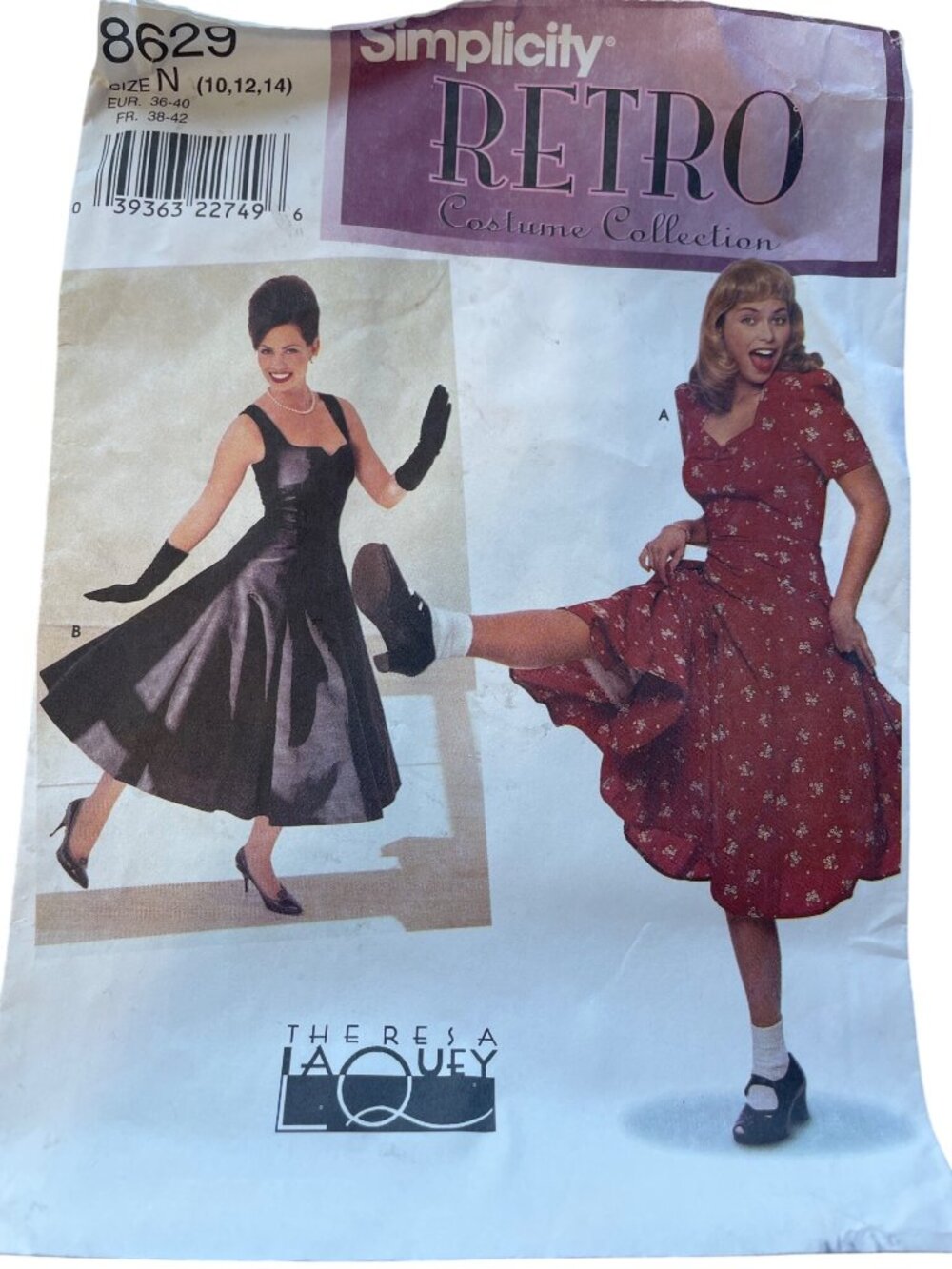 Vintage 90s Simplicity 8629 Retro Swing Dress Pattern Sizes 10 12 14 Misses CUT
